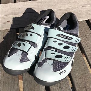 Shimano cycling shoes light blue and grey